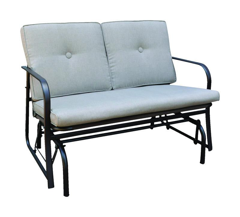 Living Accents Jefferson 2 person Black Steel Frame Double Glider Gray