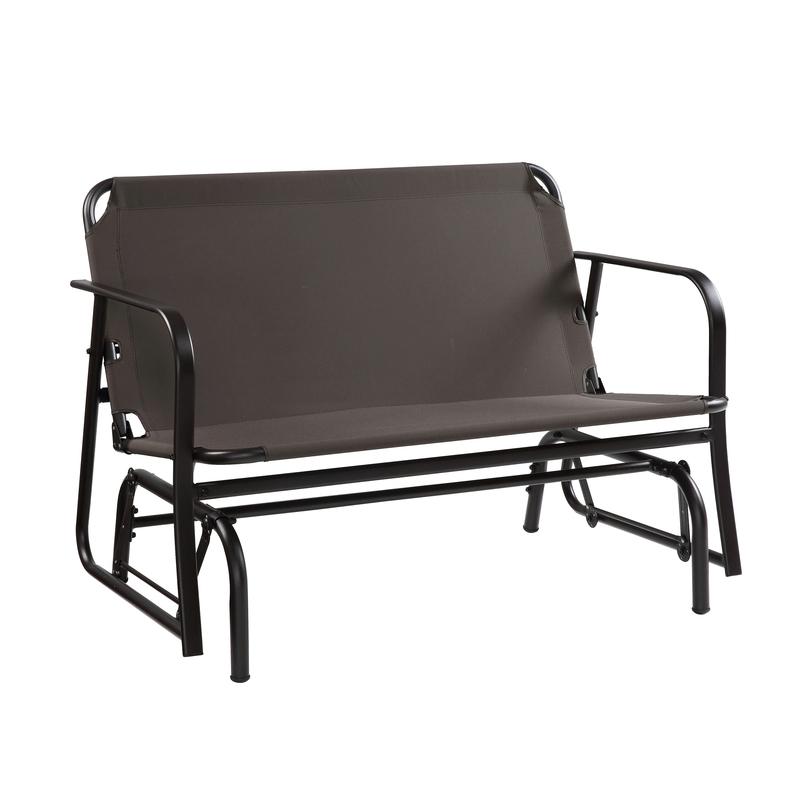 Living Accents Jefferson 2 person Black Steel Frame Double Glider Gray