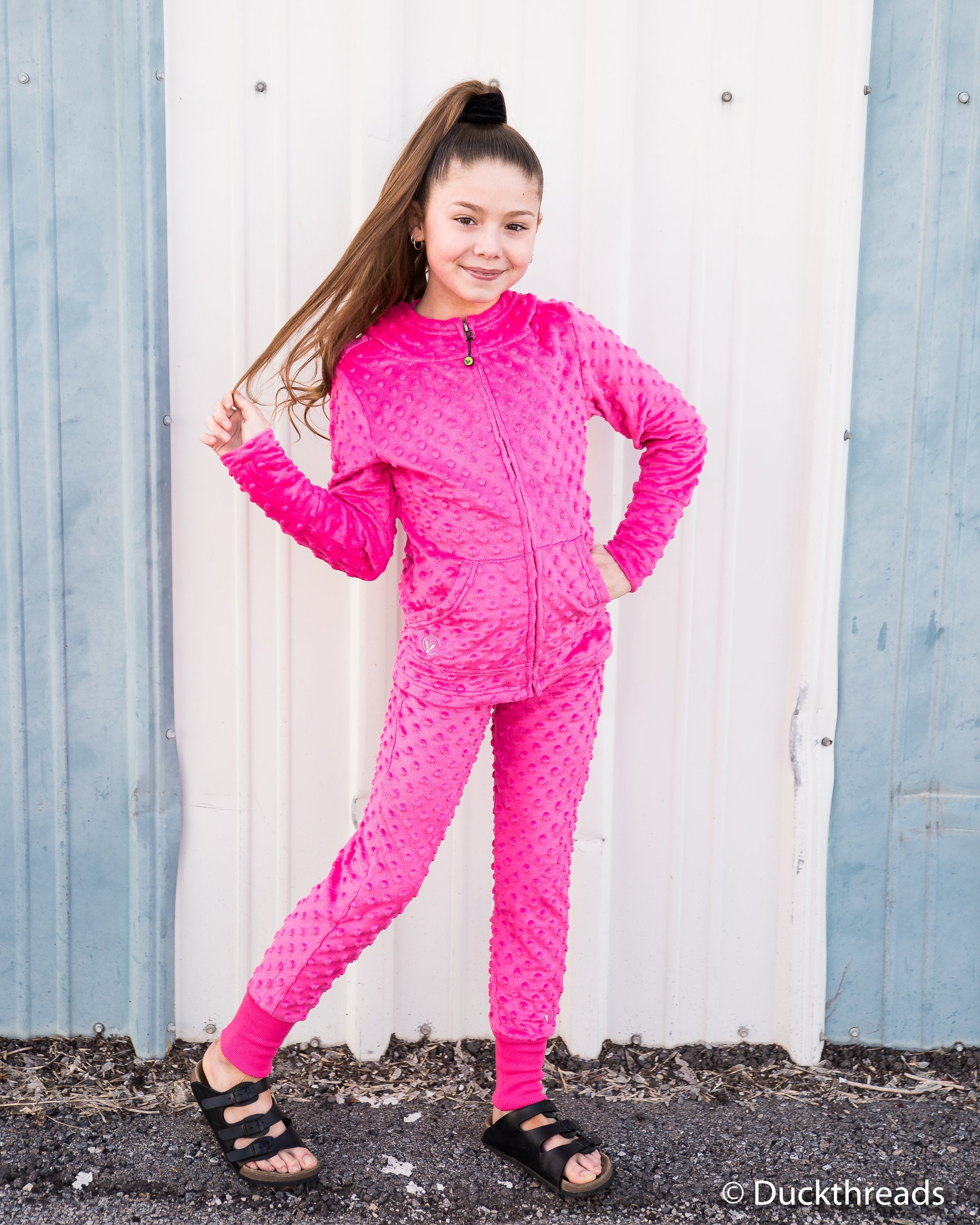 Minky Bubble Hoodie - Fuschia