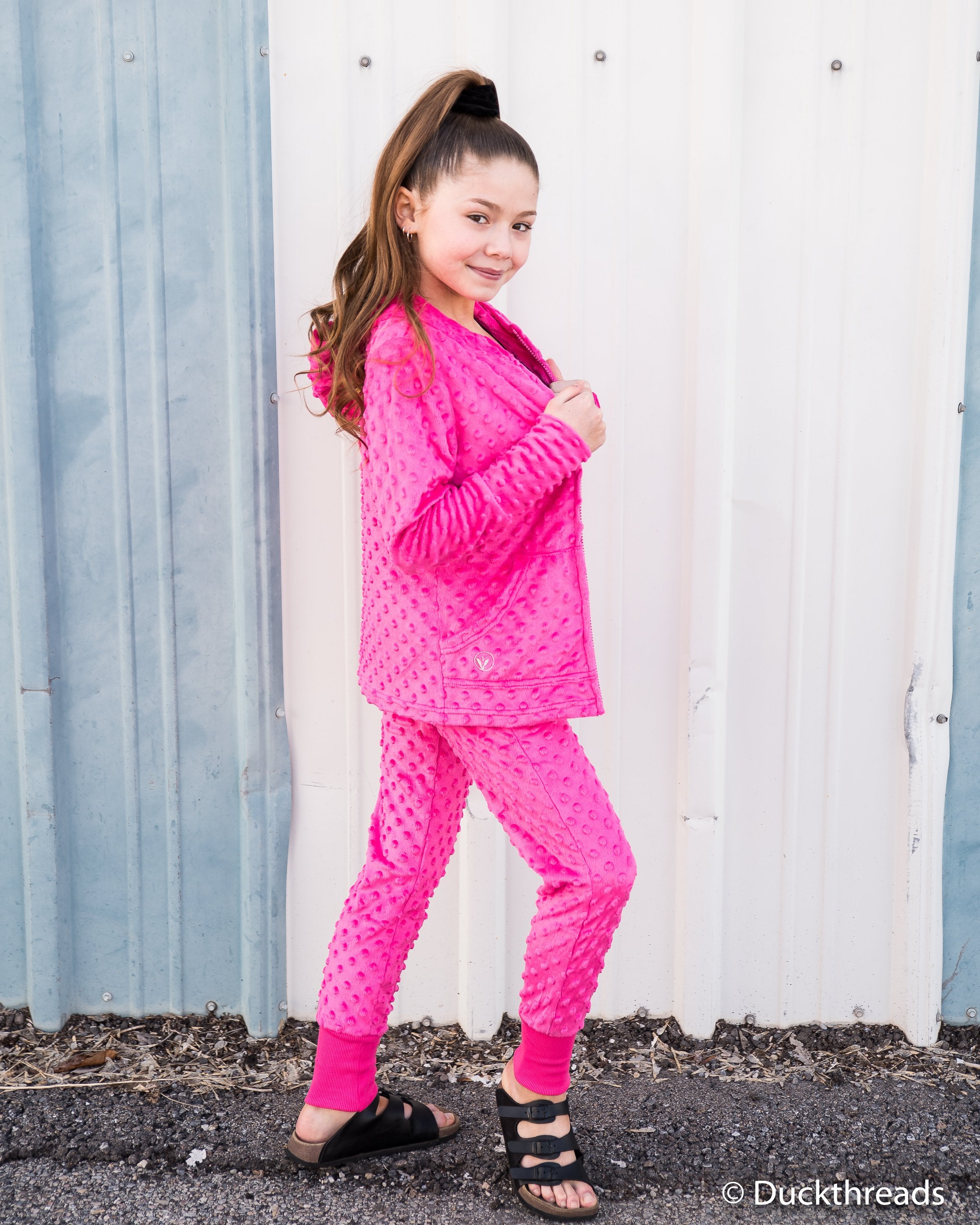 Minky Bubble Hoodie - Fuschia