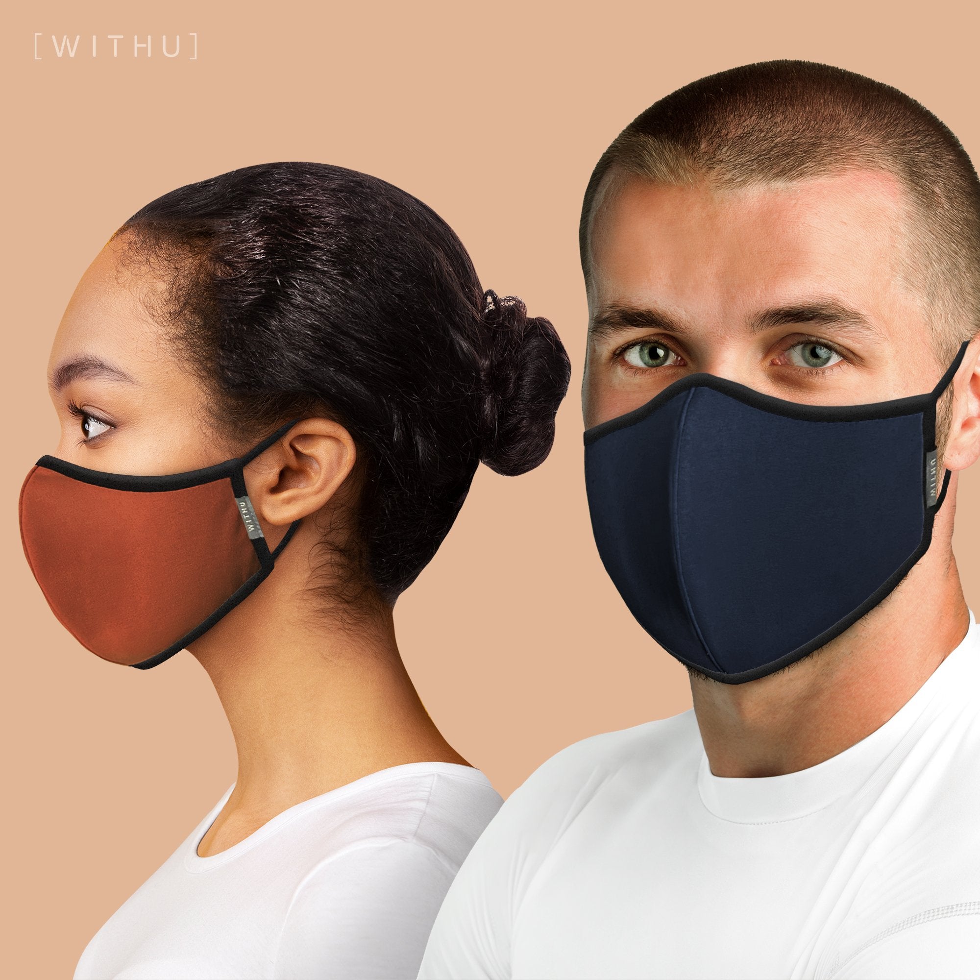 WITH U Washable Reusable Face Masks - 3-Layer with Adjustable Ear