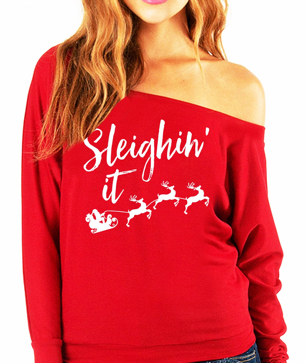 Sleighin' It Christmas Slouchy Sweatshirt - Pick