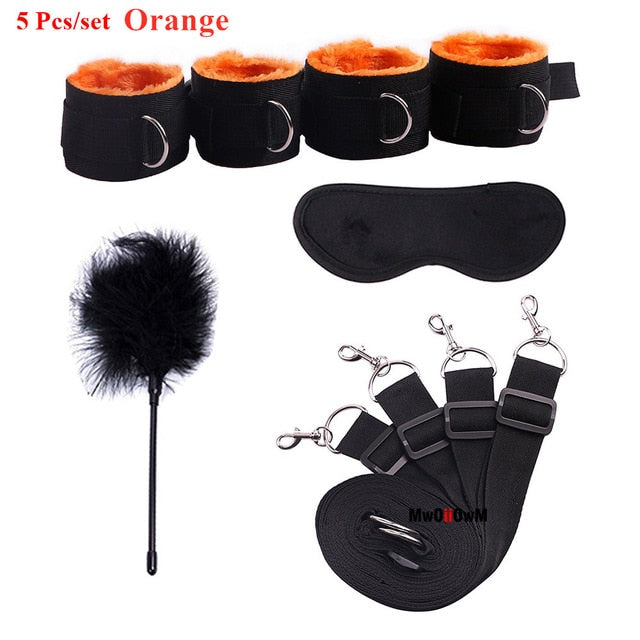 Sex Toys For Woman Men BDSM Bondage Set Under Bed Erotic Restraint Handcuffs & Ankle Cuffs & Eye Mask Adults Games for Couples