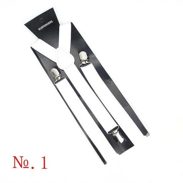 Hot Sale Elastic Leather Suspenders Men 3 Clips Vintage Men's Women Suspender Trousers Wedding Suspension For Skirts 38 Colors