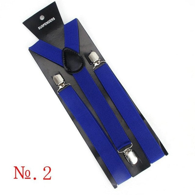 Hot Sale Elastic Leather Suspenders Men 3 Clips Vintage Men's Women Suspender Trousers Wedding Suspension For Skirts 38 Colors