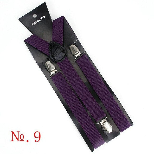 Hot Sale Elastic Leather Suspenders Men 3 Clips Vintage Men's Women Suspender Trousers Wedding Suspension For Skirts 38 Colors