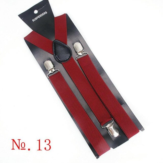 Hot Sale Elastic Leather Suspenders Men 3 Clips Vintage Men's Women Suspender Trousers Wedding Suspension For Skirts 38 Colors