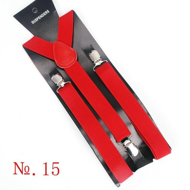 Hot Sale Elastic Leather Suspenders Men 3 Clips Vintage Men's Women Suspender Trousers Wedding Suspension For Skirts 38 Colors