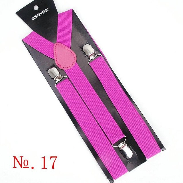 Hot Sale Elastic Leather Suspenders Men 3 Clips Vintage Men's Women Suspender Trousers Wedding Suspension For Skirts 38 Colors