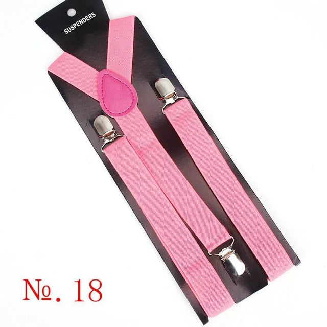 Hot Sale Elastic Leather Suspenders Men 3 Clips Vintage Men's Women Suspender Trousers Wedding Suspension For Skirts 38 Colors