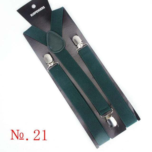 Hot Sale Elastic Leather Suspenders Men 3 Clips Vintage Men's Women Suspender Trousers Wedding Suspension For Skirts 38 Colors