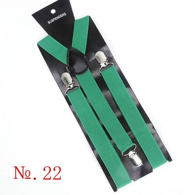 Hot Sale Elastic Leather Suspenders Men 3 Clips Vintage Men's Women Suspender Trousers Wedding Suspension For Skirts 38 Colors