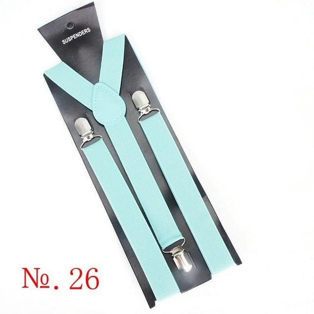 Hot Sale Elastic Leather Suspenders Men 3 Clips Vintage Men's Women Suspender Trousers Wedding Suspension For Skirts 38 Colors