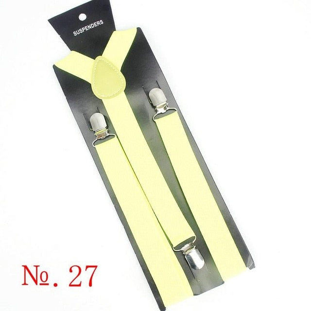 Hot Sale Elastic Leather Suspenders Men 3 Clips Vintage Men's Women Suspender Trousers Wedding Suspension For Skirts 38 Colors