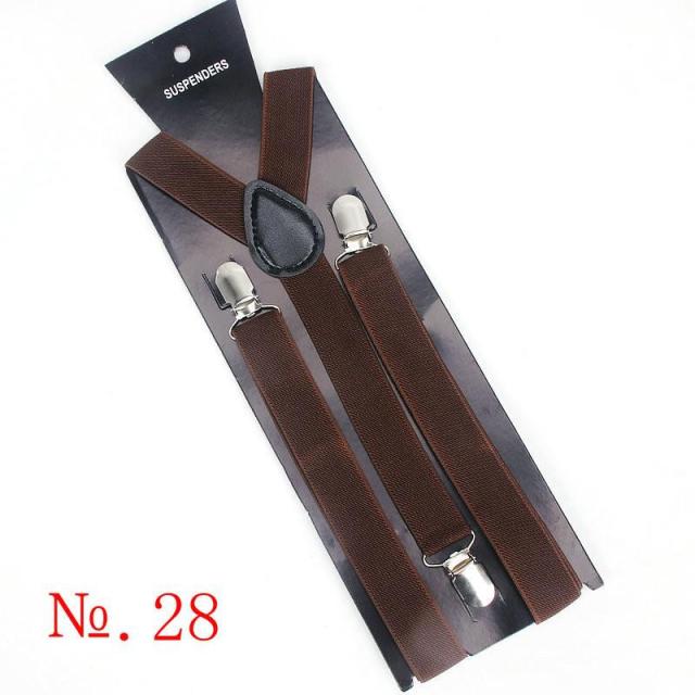 Hot Sale Elastic Leather Suspenders Men 3 Clips Vintage Men's Women Suspender Trousers Wedding Suspension For Skirts 38 Colors