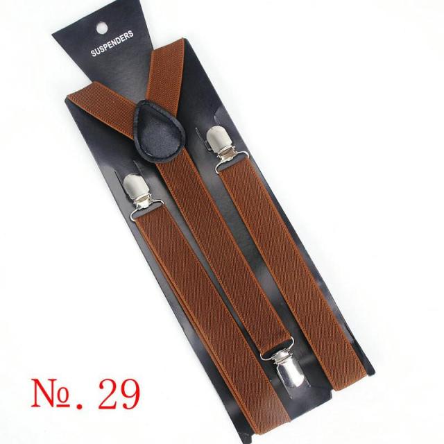 Hot Sale Elastic Leather Suspenders Men 3 Clips Vintage Men's Women Suspender Trousers Wedding Suspension For Skirts 38 Colors