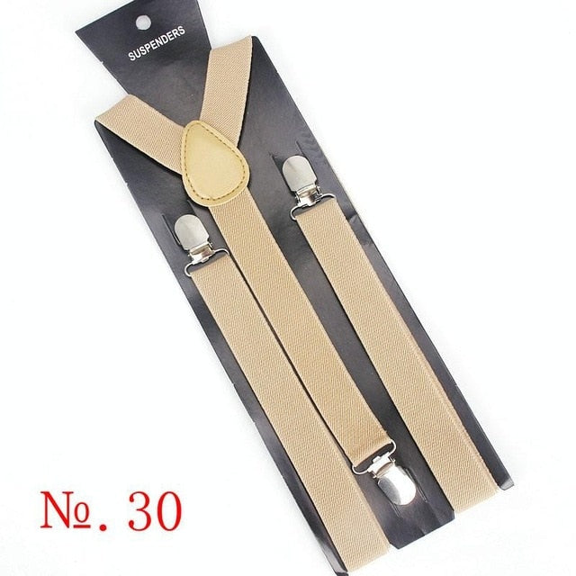 Hot Sale Elastic Leather Suspenders Men 3 Clips Vintage Men's Women Suspender Trousers Wedding Suspension For Skirts 38 Colors