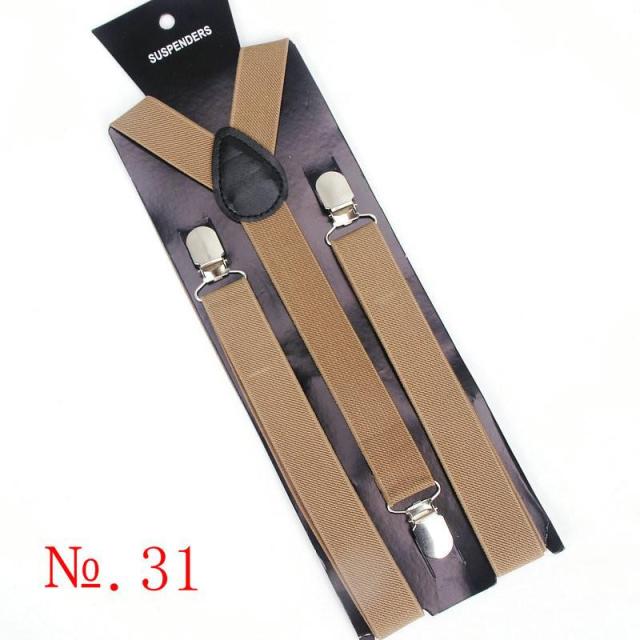 Hot Sale Elastic Leather Suspenders Men 3 Clips Vintage Men's Women Suspender Trousers Wedding Suspension For Skirts 38 Colors