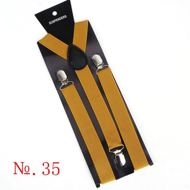 Hot Sale Elastic Leather Suspenders Men 3 Clips Vintage Men's Women Suspender Trousers Wedding Suspension For Skirts 38 Colors