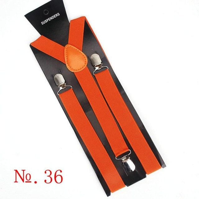 Hot Sale Elastic Leather Suspenders Men 3 Clips Vintage Men's Women Suspender Trousers Wedding Suspension For Skirts 38 Colors