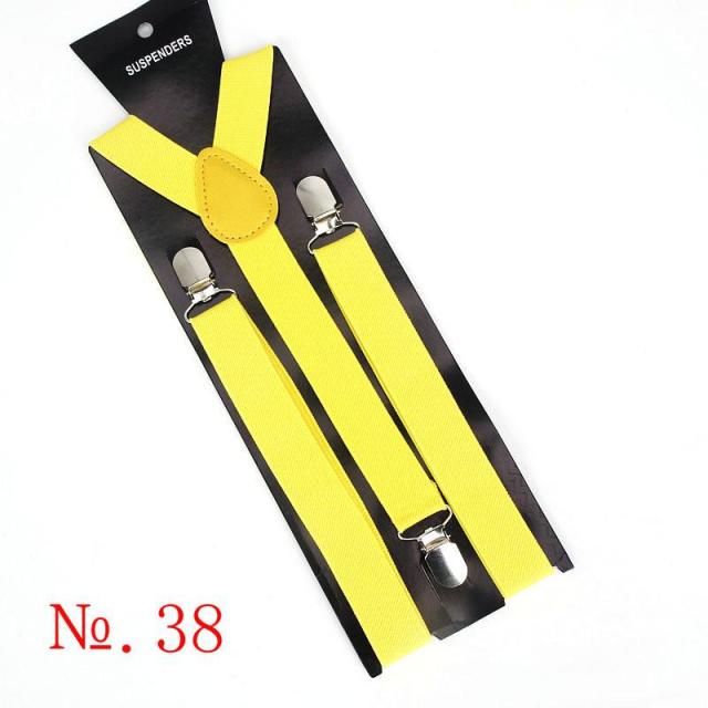 Hot Sale Elastic Leather Suspenders Men 3 Clips Vintage Men's Women Suspender Trousers Wedding Suspension For Skirts 38 Colors