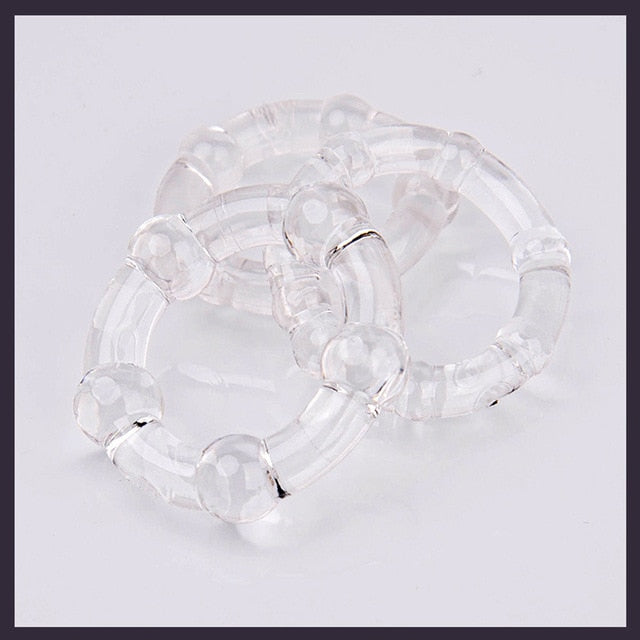 Set of 3PCS Durable Cock Rings Bead Penis Ring Male Delay Ejaculation Lasting Erection Ring Sex Toys For Men Adults