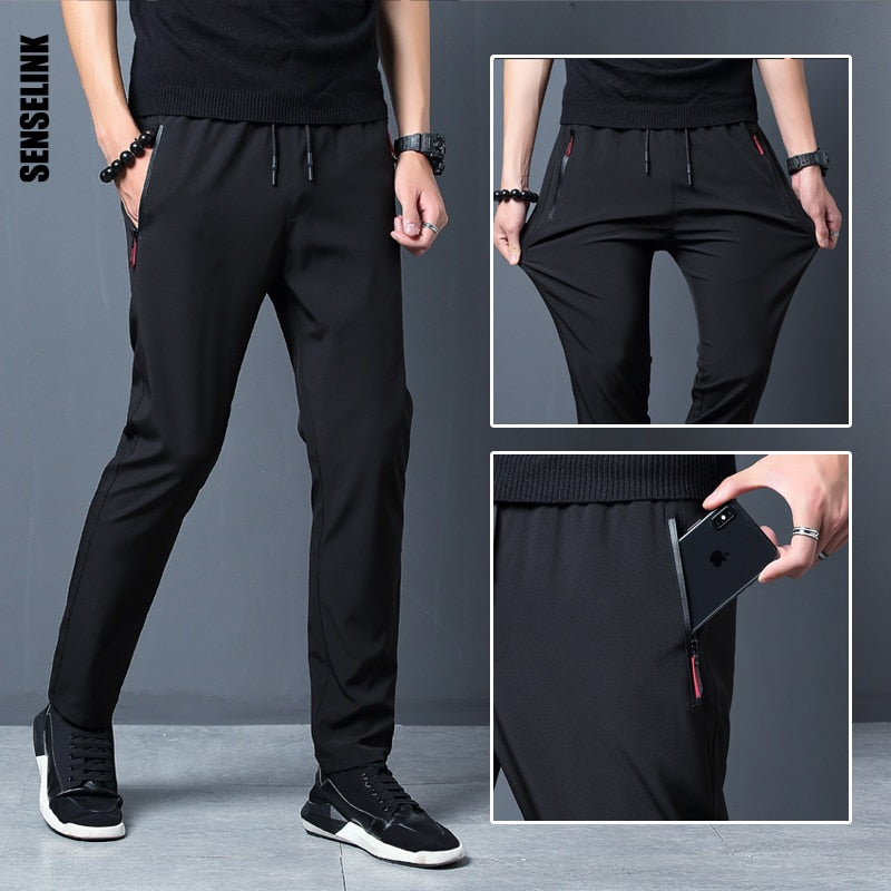 2021 New Men Pants Joggers Fitness Casual Quick Dry Outdoor Sweatpants Breathable Slim Elasticity Trouser Plus Size Men Pants