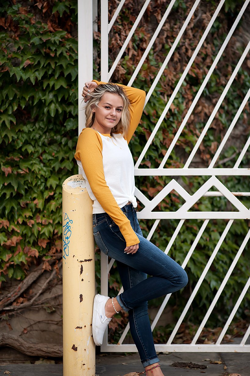 Long sleeve Thermal Baseball Tee in Ivory & Mustard