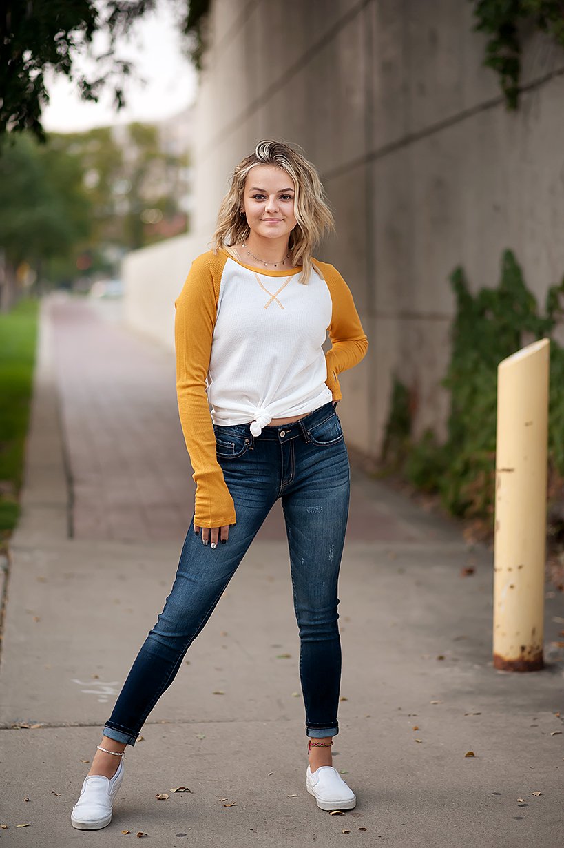 Long sleeve Thermal Baseball Tee in Ivory & Mustard